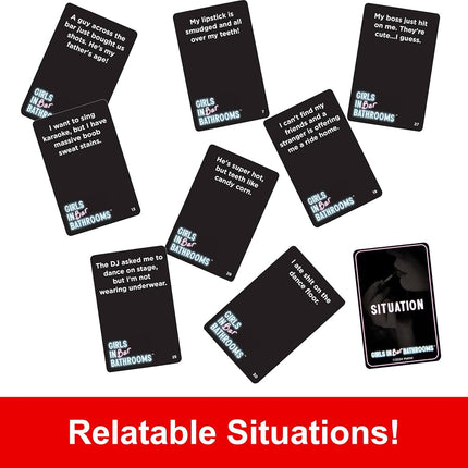 Mattel Games Girls in Bar Bathrooms Adult Party Game for Girls and Bachelorette Parties for 3 or More Players for a Hilarious Game Night of Memories