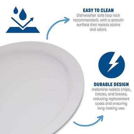 Carlisle FoodService Products Kingline Plastic Dinner Plate, Melamine Plate for Catering, Restaurants, 9 Inches, Black, (Pack of 48)
