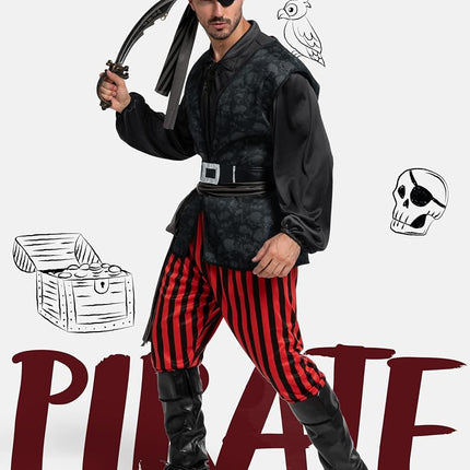 Spooktacular Creations Adult Men Dark Pirate Costume for Halloween, Costume Party, Trick or Treating, Cosplay Party