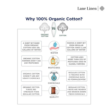 LANE LINEN Twin Sheet Set 100% Organic Cotton Cooling Soft 6pc - White