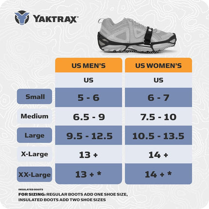 YakTrax Pro Traction Cleats, 360-Degree Grip On Snow, Ice & Multi-Terrain