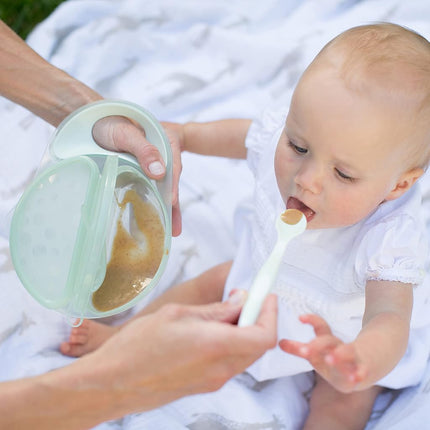 Bol Dr. Brown's Travel Fresh y Cuchara a Presión, Bol Dividido con Cuchara para la Alimentación de Niños Pequeños Fuera de Casa, Sin BPA, 4m+