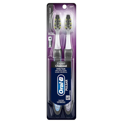 Oral-B Pulsar Battery Toothbrush with Charcoal Infused Bristles, Soft, 2 Count