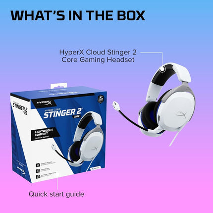 HyperX Cloud Stinger 2 Core Blanc - Casque Gaming pour PlayStation, PS5, PS4, confort léger, haut-parleurs de 40 mm, commandes audio faciles d'accès