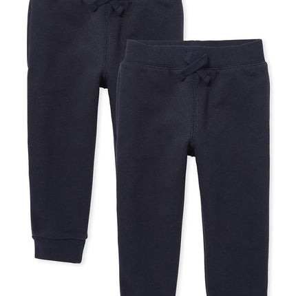 The Children's Place Pantalons de jogging en molleton actif pour bébés garçons et tout-petilles, lot de 2, Nouveau Marine, 12-18 Mois US