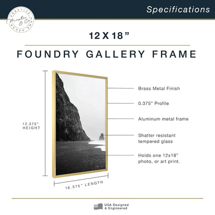 MCS Master & Co. Foundry Metal Gallery Wall Frame, Brass, 12x18 Inch