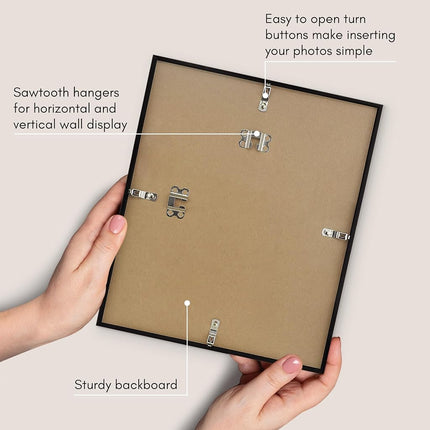 Americanflat 11x13 Picture Frame with Shatter-Resistant Glass - Streamline Collection - Thin Border Picture Frame for Wall Display - Hanging Hardware Included - Black