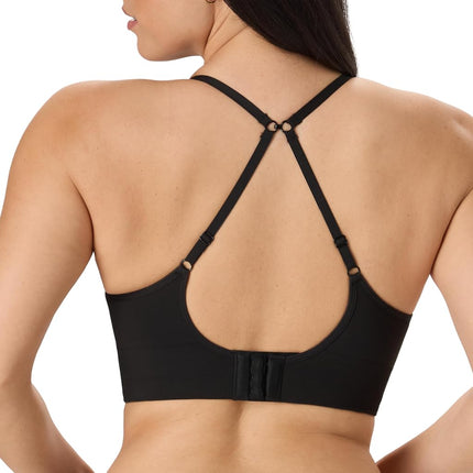 Maidenform Soutien-gorge sans coutures rehausseur pour femme, sans armatures, coupe longue convertible de style débardeur, noir, grande taille