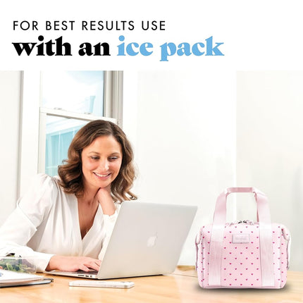 Fit & Fresh - Bolsa de neopreno para almuerzo para mujer, bolsa de almuerzo térmica para el trabajo, lonchera grande resistente a desgarros y manchas para mujer con recipientes y hielo