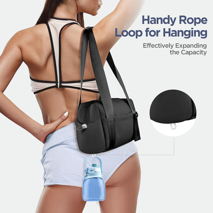 Mini Gym Bag for Women Girls Small Gym Tote Bag with Wet Compartment Waterproof Travel Duffle Bag Cute Workout Sport Bag, Black-12in, Mini, Fashion