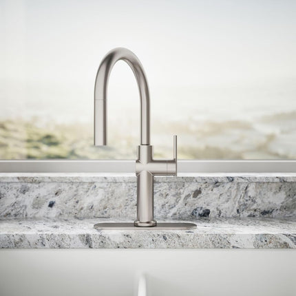 Kohler 22972-VS Crue Pull Down Kitchen Faucet, 3-Spray Sprayhead with Secure Docking, Vibrant Stainless