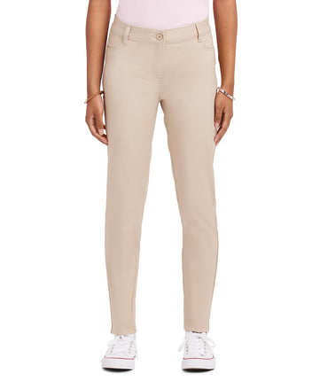 IZOD Girls' Uniform Stretch Jegging, Khaki, Large-