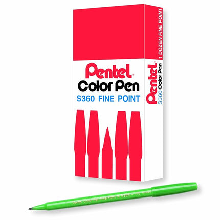 Pentel Arts Color Pen, Olive Green, Box of 12 (S36