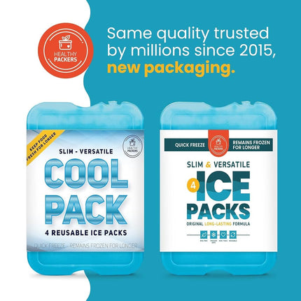 Healthy Packers Ice Packs For Lunch Box - Ice Blocks for Cool Bags and Cool Box - Ideal Freezer Blocks for Lunch Box - Original Long- Lasting Formula (4 Pack)