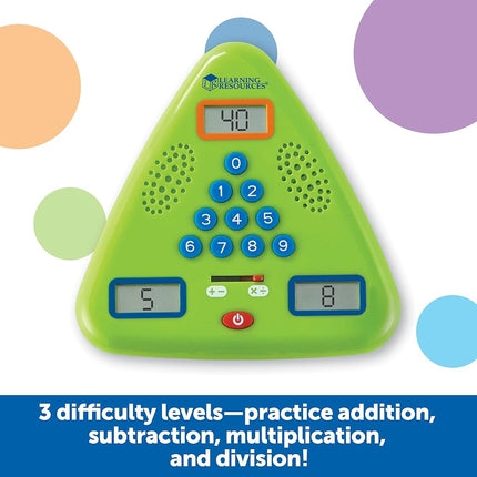 Learning Resources Minute Math Electronic Flash Card, Ages 6+, Maths Travel Game, Fast-Paced Mental Arithmetic Toy with 3 Difficulty Levels, Gifts For Kids