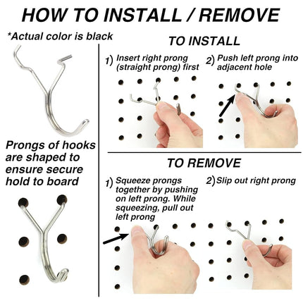 Pegboard J-Hook 1.5 Inch Black - 25pack