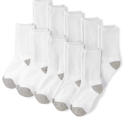 The Children's Place Boys' Crew Socks 10-Pack, Whi