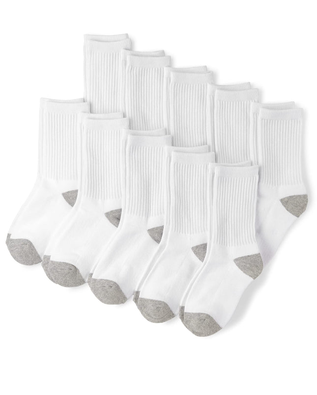 The Children's Place Boys' Crew Socks 10-Pack, Whi