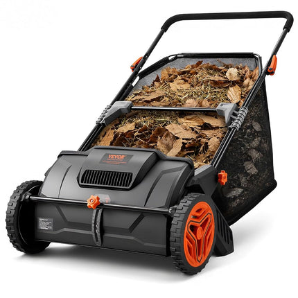 VEVOR Push Lawn Sweeper, 21inch Leaf & Grass Colle