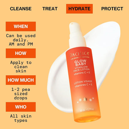 Pacifica Glow Baby Face Lotion 50ML Vitamin C Vitamin E 100% vegan Cruelty Free