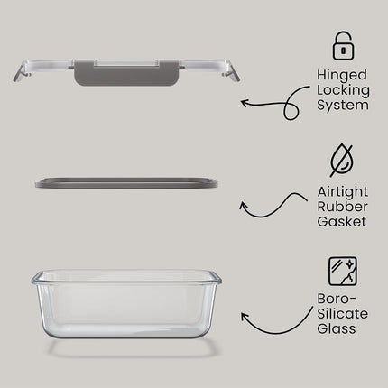 Récipients de conservation alimentaire en verre borosilicate noir avec couvercles 16 pièces, de qualité alimentaire, sans BPA, empilables, pour le déjeuner et les restes, compatibles micro-ondes, congélateur et lave-vaisselle, hermétiques et anti-fuite