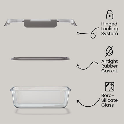 Gray Borosilicate Glass Food Storage Containers with Lids 24 Pieces, Food-grade, BPA-Free Stackable Glass Lunch & Leftover Containers, Microwave, Freezer & Dishwasher Safe, Airtight Leak-Proof