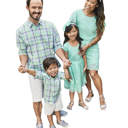 The Children's Place Baby boy Coordinating Family Outfits, Mommy & Me, Dad & Son, Mint to Be Collection Shirt, Newborn 3 Pc Set, 12-18 Months (Pack of 2)