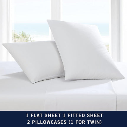 Nautica Cotton Percale Sheet Set, Full, White