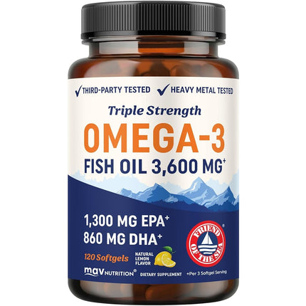 Triple Strength Omega 3 Fish Oil 3600 mg, EPA & DH