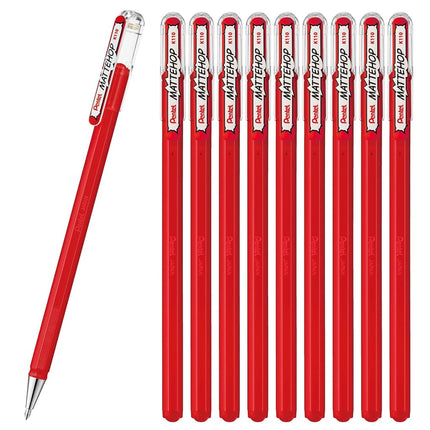 Pentel Matte Hop Red Color Ballpoint Pen, 10 Count K110-VB