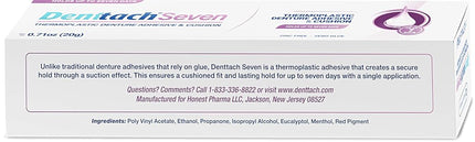 Denttach Denture Adhesive, Thermoplastic Denture Adhesive, Cushion and Reliner, Comfortable, Secure Denture Grip for Up to 7 Days, Non Glue, Zinc Free, Long Holding Denture Reliner