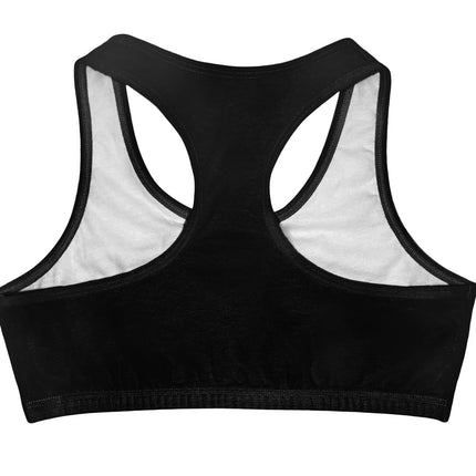 Fruit of the Loom Big Girls' Cotton Built-up Sport 3 Pack(Pack of 3), Grey Black/Black/White, 36