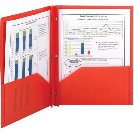 Smead Poly Two, Pocket Folder with Fasteners, 11" x 8 1/2", Pack of 25, Red (87727)