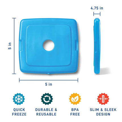 Cool Coolers By Fit & Fresh 12 Pack Slim Ice Packs, Quick Freeze Space Saving Reusable Ice Packs for Lunch Boxes or Coolers, Clear Blue Kids Ice,12 Pack