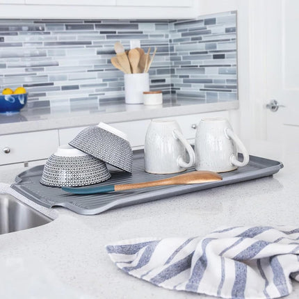 Better Houseware Drain Boards for Kitchen Counter 19.6 x 15.6 x 1.5 Black Dish Drainer Mat Shields Countertops from Water Damage