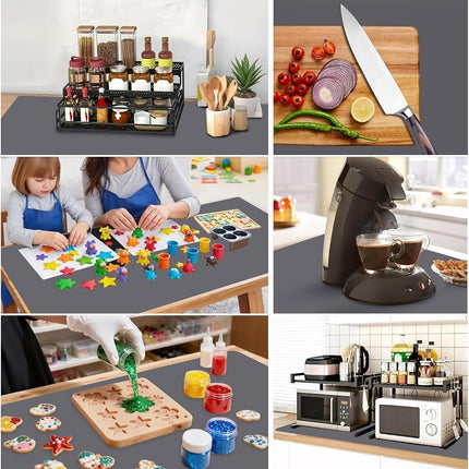 Extra Large Silicone Mat for Kitchen Counter, 31.5x16.9 Inch Heat Resistant Mat Countertop Protector, Non-Stick and Thick Silicone Pad Silicone Baking Mat for Dough and Pastry, Dark Gray