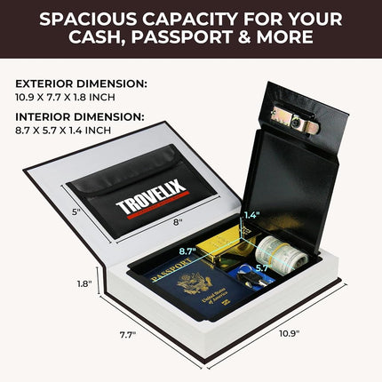 Book Safe with Combination Lock, Hidden Safe (10.9 x 7.7 x 1.8 Inch) with Fireproof Bag, Secret Diversion Safe, Hollow Book Box Hidden Storage, Money Safe Box for Cash (Bible)