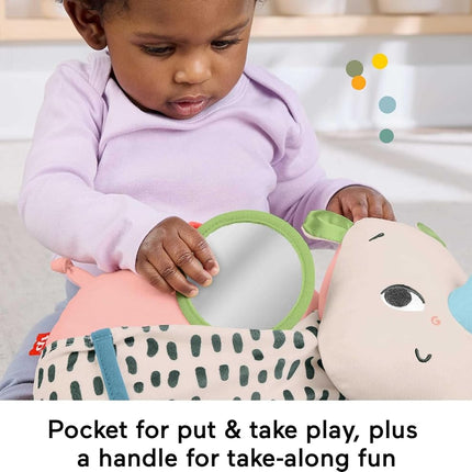 Fisher-Price Newborn Toy Planet Friends Tummy Time Roaming Rhino Plush with Sensory Activities for Babies Ages 0+ Months, HYR55