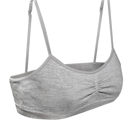 Sujetador de entrenamiento sin costuras Fruit of the Loom para niña con almohadillas de modestia extraíbles, paquete de 3 en Multi Leo/Gris Jaspeado/Blanco, 28