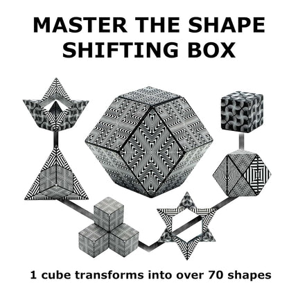 SHASHIBO Shape Shifting Box - Award-Winning, Patented Fidget Cube w/ 36 Rare Earth Magnets - Transforms Into Over 100 Shapes, Download Fun in Motion Toys Mobile App (Original Series - Black & White)