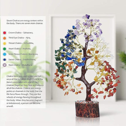 Chakra Tree of Life - Crystal Tree for Positive Energy - Seven Chakra Tree - 7 Chakra Tree, Money Tree, Feng Shui Decor, Chakra Stones, Crystals and Healing Stones, Premium Meditation Accessories