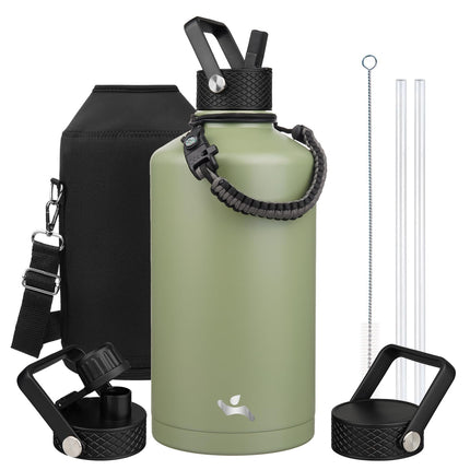 Konokyo 3Lids Water Bottle 128oz- Camp Green