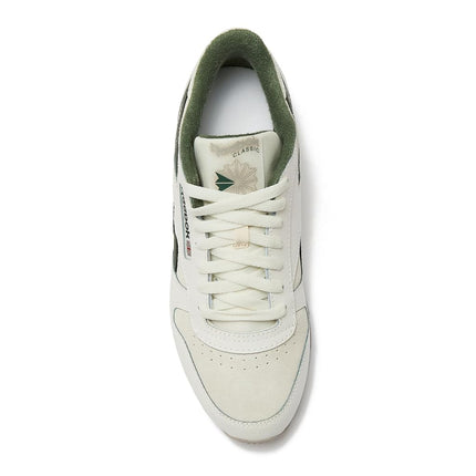 Reebok Men's Classic Leather Sneakers, Chalk/Chalk/Breakaway Green, 3 UK