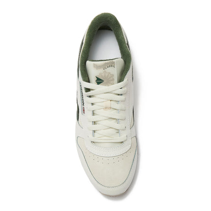 Reebok Men's Classic Leather Sneakers, Chalk/Chalk/Breakaway Green, 3 UK