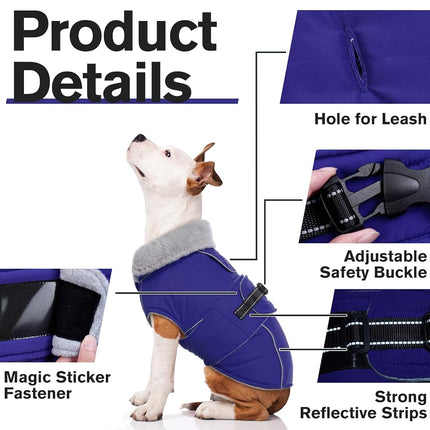 Lelepet Warm Dog Coats for Large Dogs Waterproof Dog Jacket Reflective Pet Fleece Vest Windproof Cold Weather Coats with Adjustable Buckle & Leash Hole, Black, XL