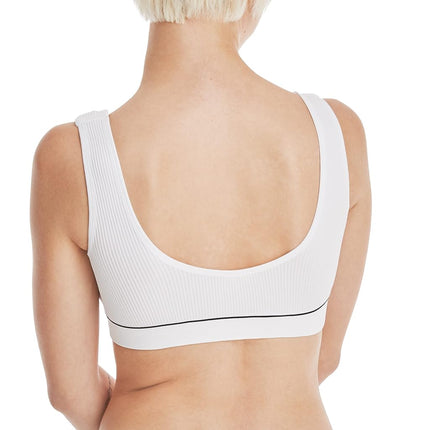 Hanes Women's Originals Wireless Seamless Rib Bralette, ComfortFlex Fit Wirefree Bra, White, XL