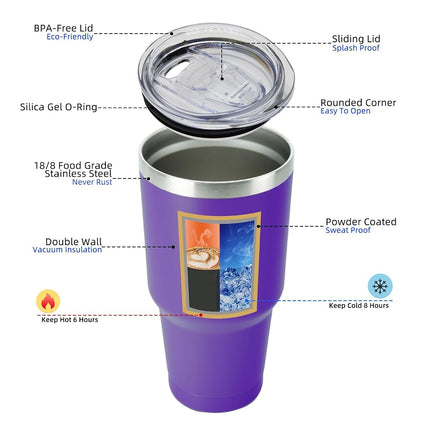 BJPKPK 30 oz Stainless Steel Tumbler with Lid and Straw Vacuum Insulated Double Wall Travel Coffee Water Tumbler,Purple