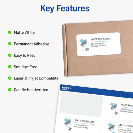 Avery Shipping Labels with TrueBlock Technology 2" x 4", Pack of 100 (18163)