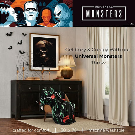 Franco Collectibles Universal Monsters Frankenstein Halloween Horror Throw Blanket, Super Soft Cozy Plush Bedding, 50" x 70", (Officially Licensed Product)