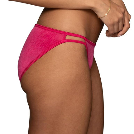 Vanity Fair Women's Illumination String Bikini Panties, Silky Stretch & Satin Trim Style Underwear, Polished Pink, 8